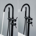 Single Handle Freestanding Tub Filler Floor Mount Bathtub Faucet With Handheld Shower Black Bathroom Joystick Claw Foot Tub Faucets Curved Two Black Pull Out Floor Mounted Cartridge Valve Single Hole Faucets Matte Black Antique,Classic 1 Hole Faucets