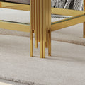 Top And Bottom Double Layer Tempered Glass Coffee Table And Mirror Finished Stainless Steel Frame Gold Tempered Glass