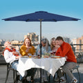 10' Patio Umbrella Outdoor Table Market Yard Umbrella With Push Button Tilt Crank Dark Blue Stainless Steel