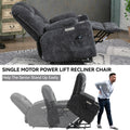 Emon'S Large Power Lift Recliner Chair With Massage And Heat For Elderly, Overstuffed Wide Recliners, Heavy Duty Motion Mechanism With Usb And Type C Ports, 2 Steel Cup Holders, Gray White Metal Primary Living Space Heavy Duty Pine Grey Chenille Power