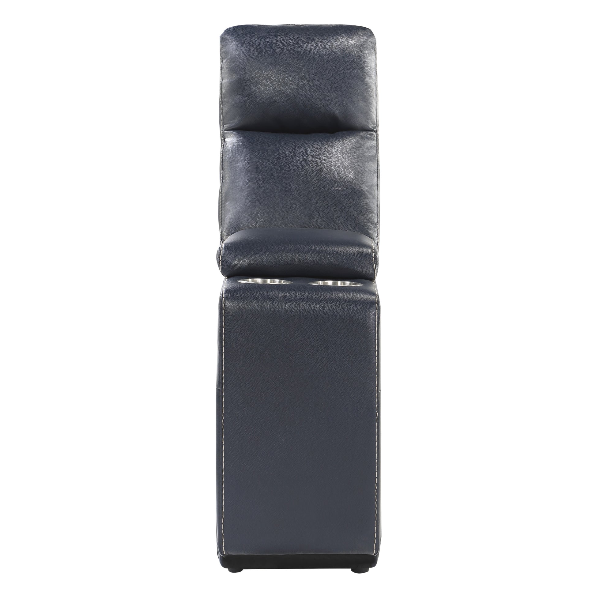 6 Piece Modular Reclining Sectional Navy Blue Premium Faux Leather Tufted Details Solid Wood Modern Living Room Furniture Plush Pillow Back Seating Navy Faux Leather Wood Primary Living Space Pillow Back Modern Solid Wood