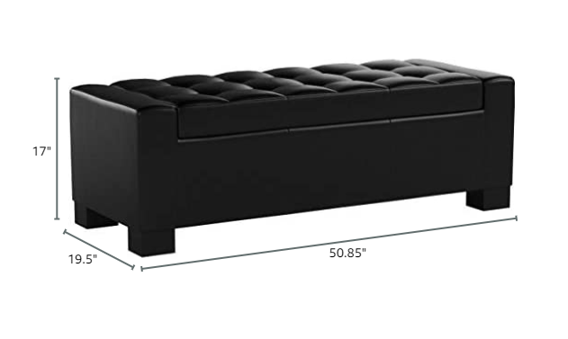 Guernsey Ottoman Black Leather