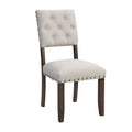 Modern Tufted Back Upholstered Fabric Dining Chair Set Of 2, Trim Chairs, Beige Colour Beige Brown Espresso Dining Room Foam Wipe Clean American Traditional Dining Chairs Tufted Back Set Of 2 Foam Wood Fabric