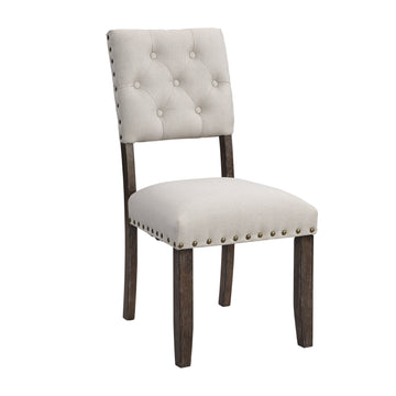 Modern Tufted Back Upholstered Fabric Dining Chair Set Of 2, Trim Chairs, Beige Colour Beige Brown Espresso Dining Room Foam Wipe Clean American Traditional Dining Chairs Tufted Back Set Of 2 Foam Wood Fabric