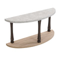 60 Inch Long Semi Circle Demilune Sofa Table For Small Hallway Entryway Space, Wooden Half Moon Sturdy Console Tables, Grey&Natural Colour Light Grey Natural Primary Living Space Antique,Mid Century Modern,Modern Semicircular Console Tables Solid Wood