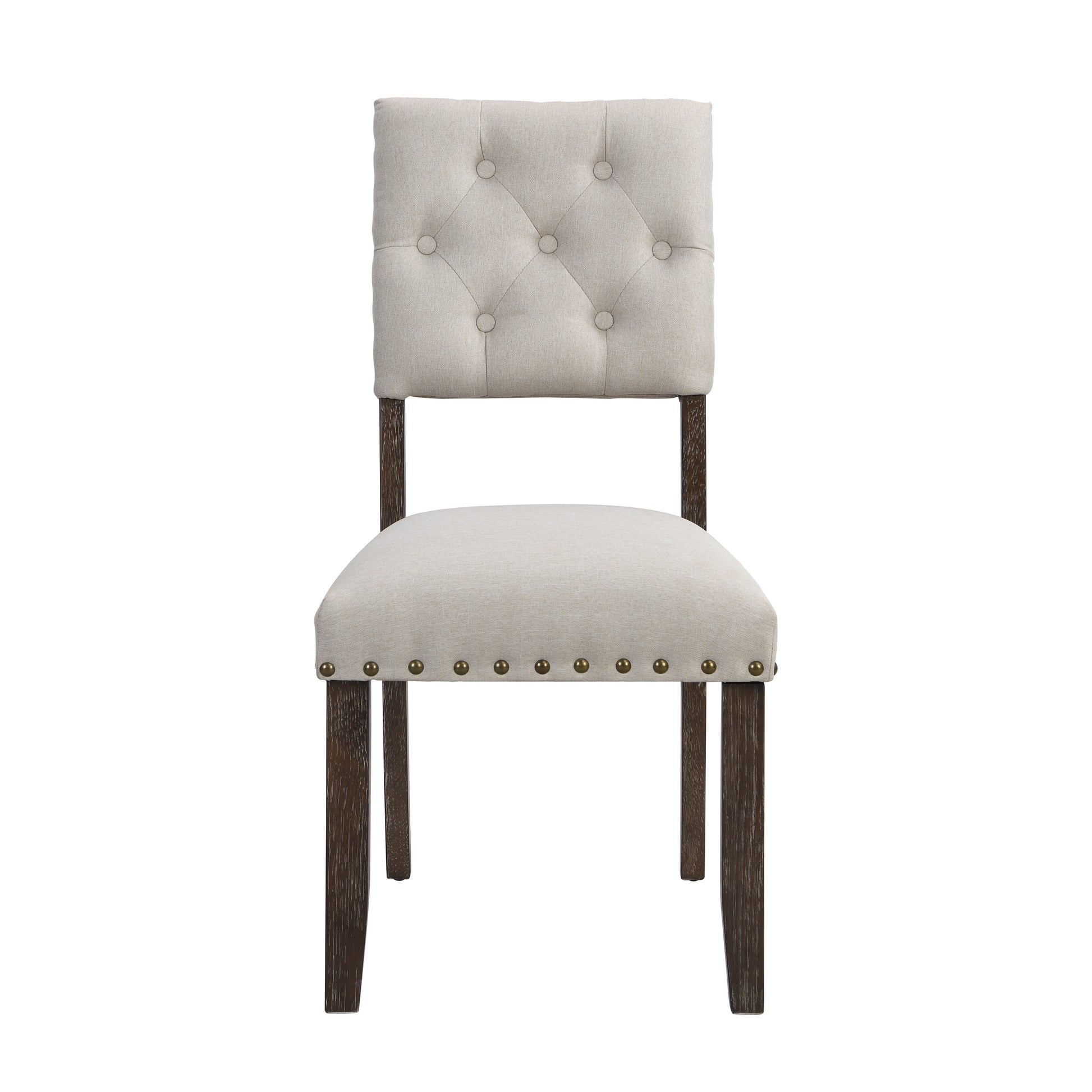 Modern Tufted Back Upholstered Fabric Dining Chair Set Of 2, Trim Chairs, Beige Colour Beige Brown Espresso Dining Room Foam Wipe Clean American Traditional Dining Chairs Tufted Back Set Of 2 Foam Wood Fabric