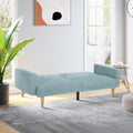 Multi Functional Futon Sofa Bed :Tapered Wood Legs Ideal For Small Living Rooms Multi Color Fabric Options Easily Converts To Single Bed ,Blue Blue Velvet Wood Primary Living Space Medium Soft Mid Century Modern Square Arms Memory Foam Snowflake Velvet