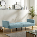 Multi Functional Futon Sofa Bed :Tapered Wood Legs Ideal For Small Living Rooms Multi Color Fabric Options Easily Converts To Single Bed ,Blue Blue Velvet Wood Primary Living Space Medium Soft Mid Century Modern Square Arms Memory Foam Snowflake Velvet