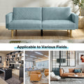 Multi Functional Futon Sofa Bed :Tapered Wood Legs Ideal For Small Living Rooms Multi Color Fabric Options Easily Converts To Single Bed ,Blue Blue Velvet Wood Primary Living Space Medium Soft Mid Century Modern Square Arms Memory Foam Snowflake Velvet