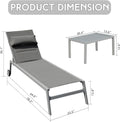 Outdoor Patio Chaise Lounge Set Of 3, Aluminum Pool Lounge Chairs With Side Table And Wheels, Textilene Padded Adjustable Recliner All Weather For Poolside, Beach, Yard, Balcony Gray Grey Aluminum