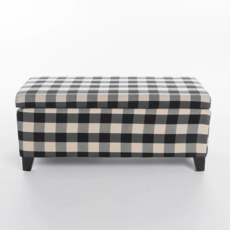 Storage Ottoman Black Fabric