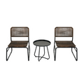 Patio Furniture Set 3 Piece Mixture Pattern Pe Rattan Steel Frame And Modern Round Table, Brown And Black No Sectional Black Brown Seats 2 Rust Resistant Frame Garden & Outdoor American Design,American Traditional,Antique,Vintage 2 Person Seating Group