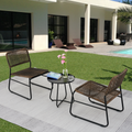Patio Furniture Set 3 Piece Mixture Pattern Pe Rattan Steel Frame And Modern Round Table, Brown And Black No Sectional Black Brown Seats 2 Rust Resistant Frame Garden & Outdoor American Design,American Traditional,Antique,Vintage 2 Person Seating Group