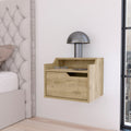 Macadamia Dual Shelf Display Nightstand Natural 1 Drawer Bedroom Floating Easy Assembly Wood