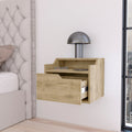Macadamia Dual Shelf Display Nightstand Natural 1 Drawer Bedroom Floating Easy Assembly Wood