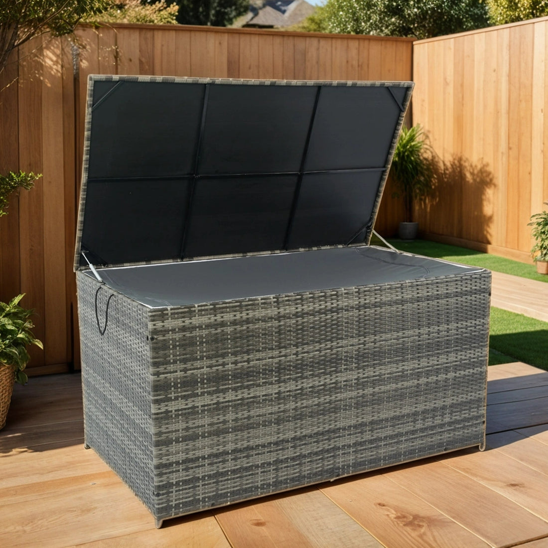 Outdoor Storage Box, 200 Gallon Wicker Patio Deck Boxes With Lid, Outdoor Cushion Storage For Kids Toys, Pillows, Towel No Sectional Grey Mildew Resistant Frame Mildew Resistant Cushion Garden & Outdoor American Traditional Pe Rattan Iron Waterproof