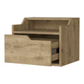 Macadamia Dual Shelf Display Nightstand Natural 1 Drawer Bedroom Floating Easy Assembly Wood