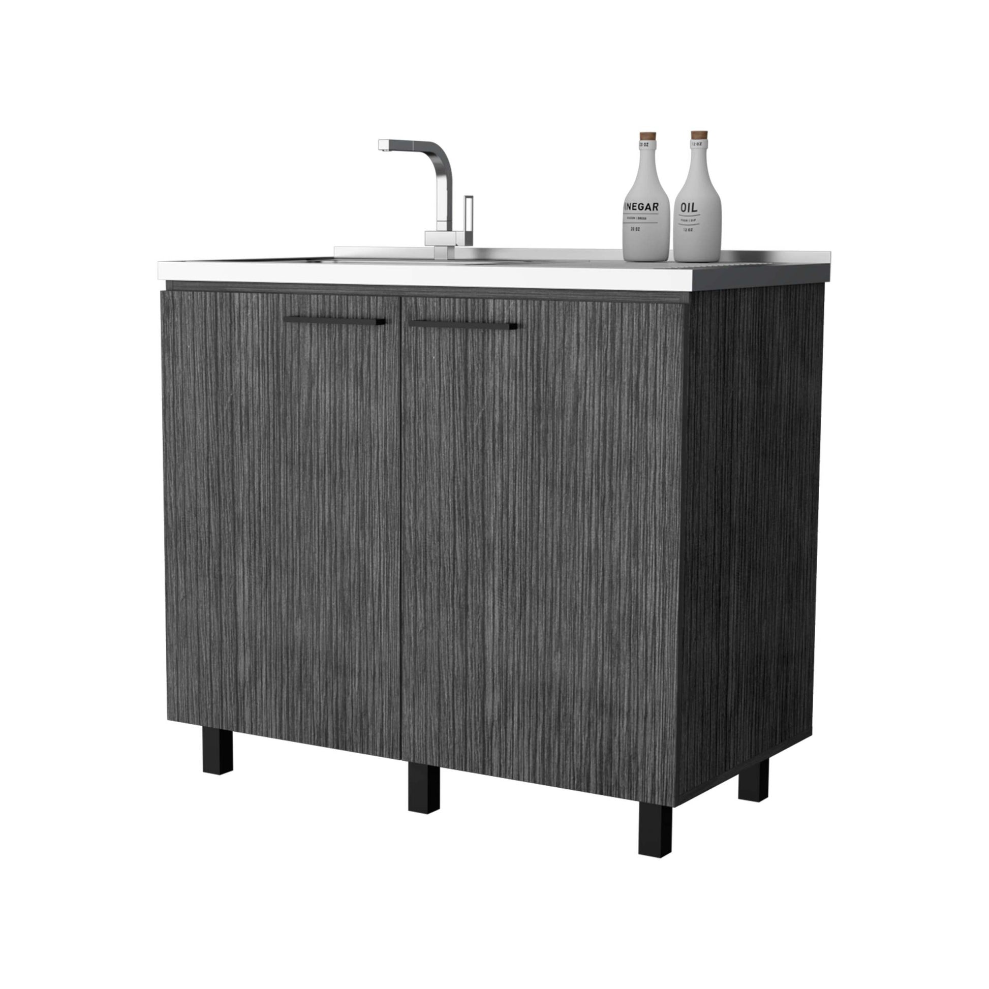 Smokey Oak Utility Sink And Cabinet Gray Kitchen Wood