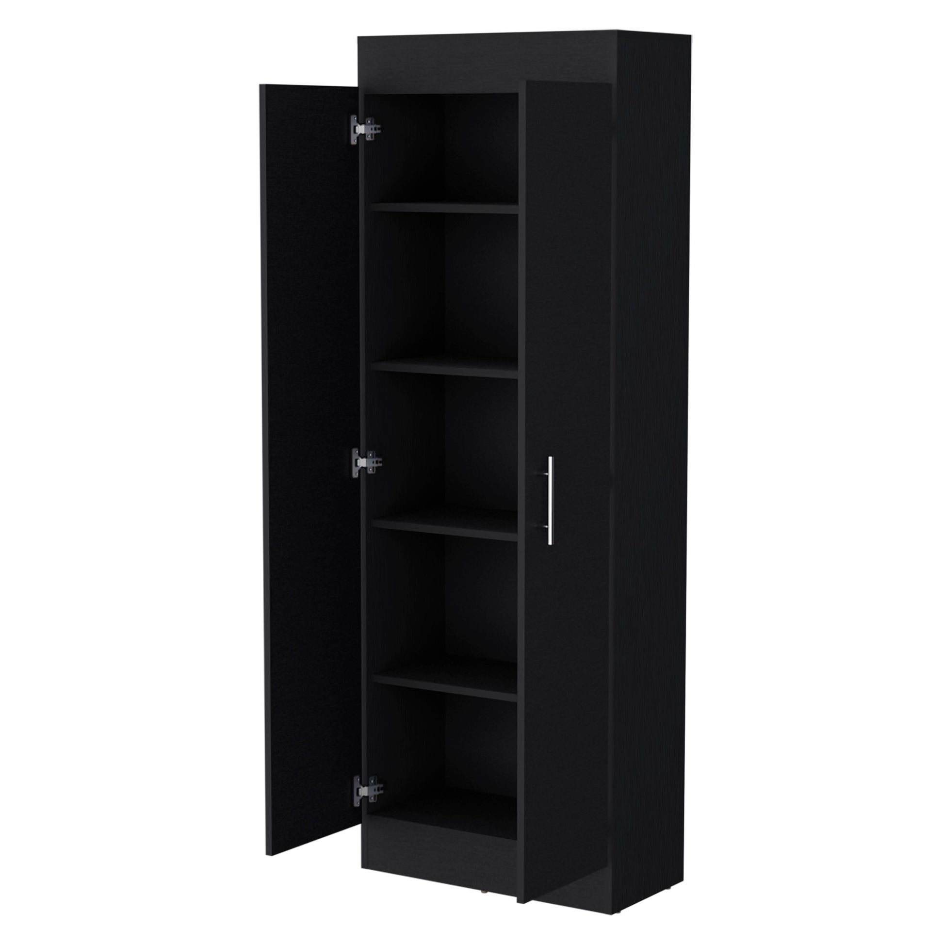 Black 5 Shelf Storage Pantry Cabinet Black Kitchen Shelves Included Wood