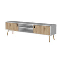 White And Macadamia 2 Hinged Drawers Tv Rack White Natural Primary Living Space 70 79 Inches 70 79 Inches 70 Inches Wood