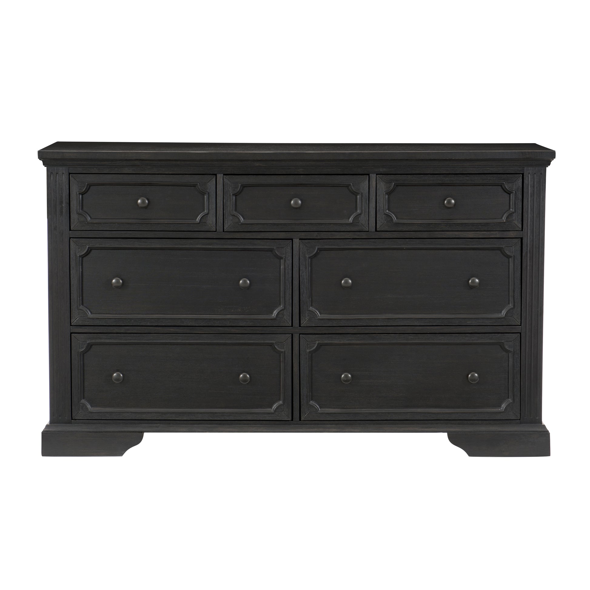 Charcoal Finish Traditional Dresser Of 7 Storage Drawers Wooden Bedroom Furniture 1Pc Rustic Style Charcoal Bedroom Rustic,Traditional Wood