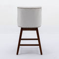 Counter Height Swivel Barstools, 26'' H Seat Height Upholstered Bar Stools Set Of 2, Fabric In Ivory Beige American Design Foam Wood Fabric