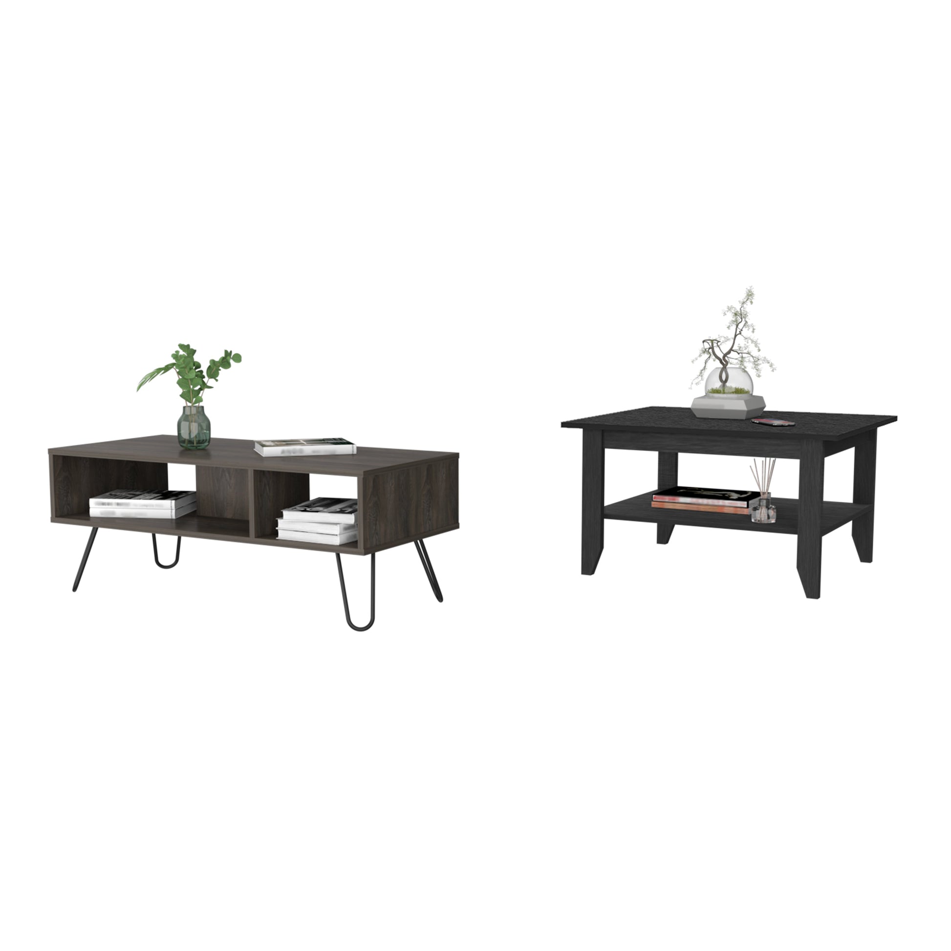 Madison Black And Espresso 2 Piece Living Room Set Black Brown Wood