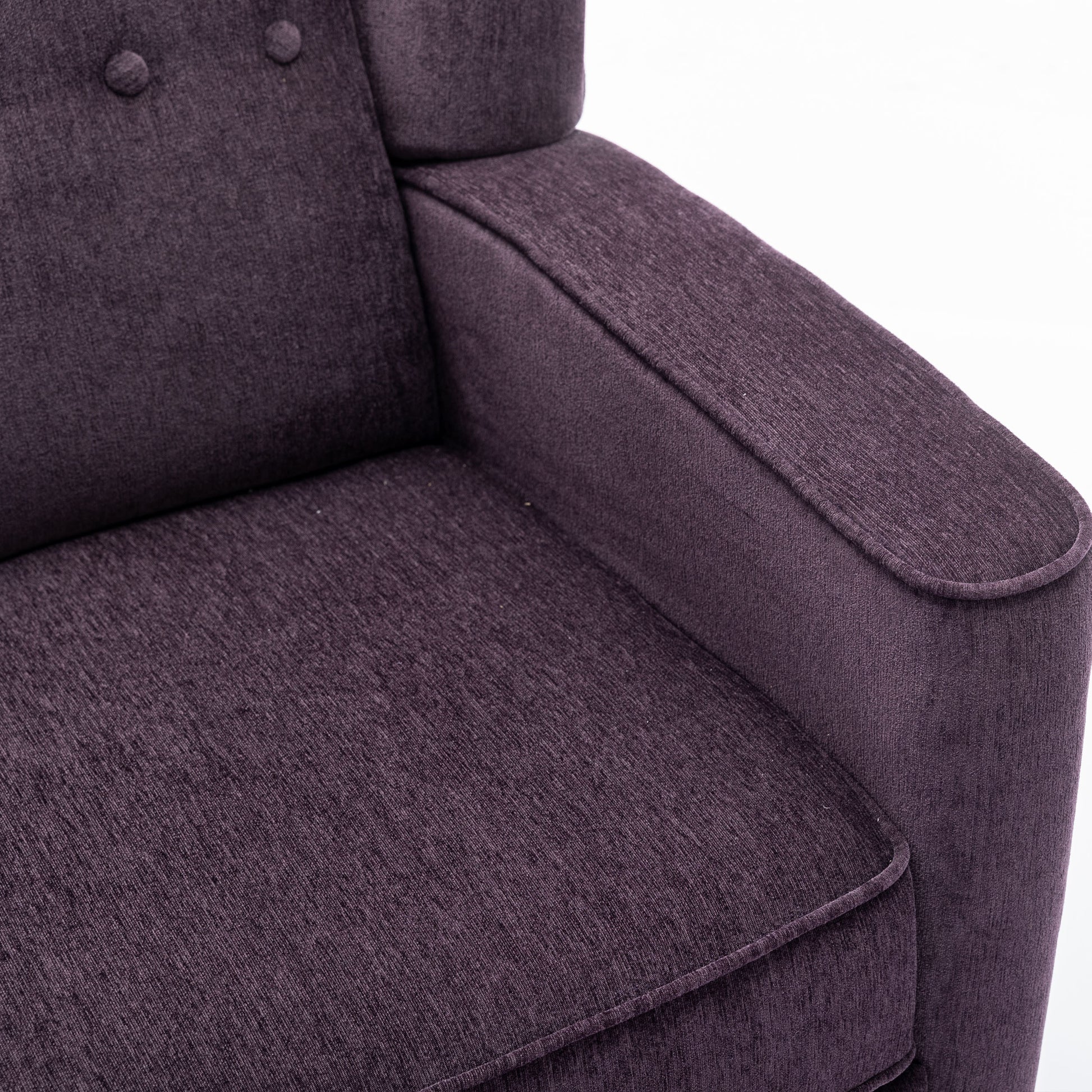 Mid Century Chenille Wingback Recliner Chair, Button Tufted Design Pushback Recliner Chair With Armrest And Solid Wood Legs, For Bedroom Living Room, Purple Purple Chenille