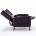 Mid Century Chenille Wingback Recliner Chair, Button Tufted Design Pushback Recliner Chair With Armrest And Solid Wood Legs, For Bedroom Living Room, Purple Purple Chenille
