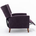 Mid Century Chenille Wingback Recliner Chair, Button Tufted Design Pushback Recliner Chair With Armrest And Solid Wood Legs, For Bedroom Living Room, Purple Purple Chenille