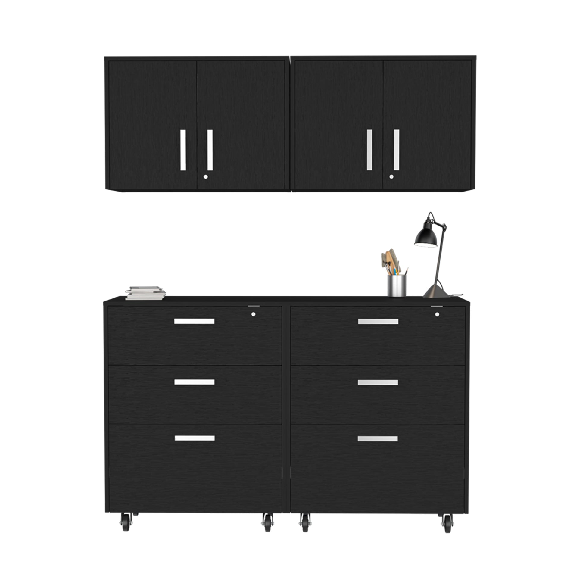 Kaitlyn Black 4 Piece Garage Set Black Wood