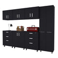 Megan Black 7 Piece Garage Set Black Wood