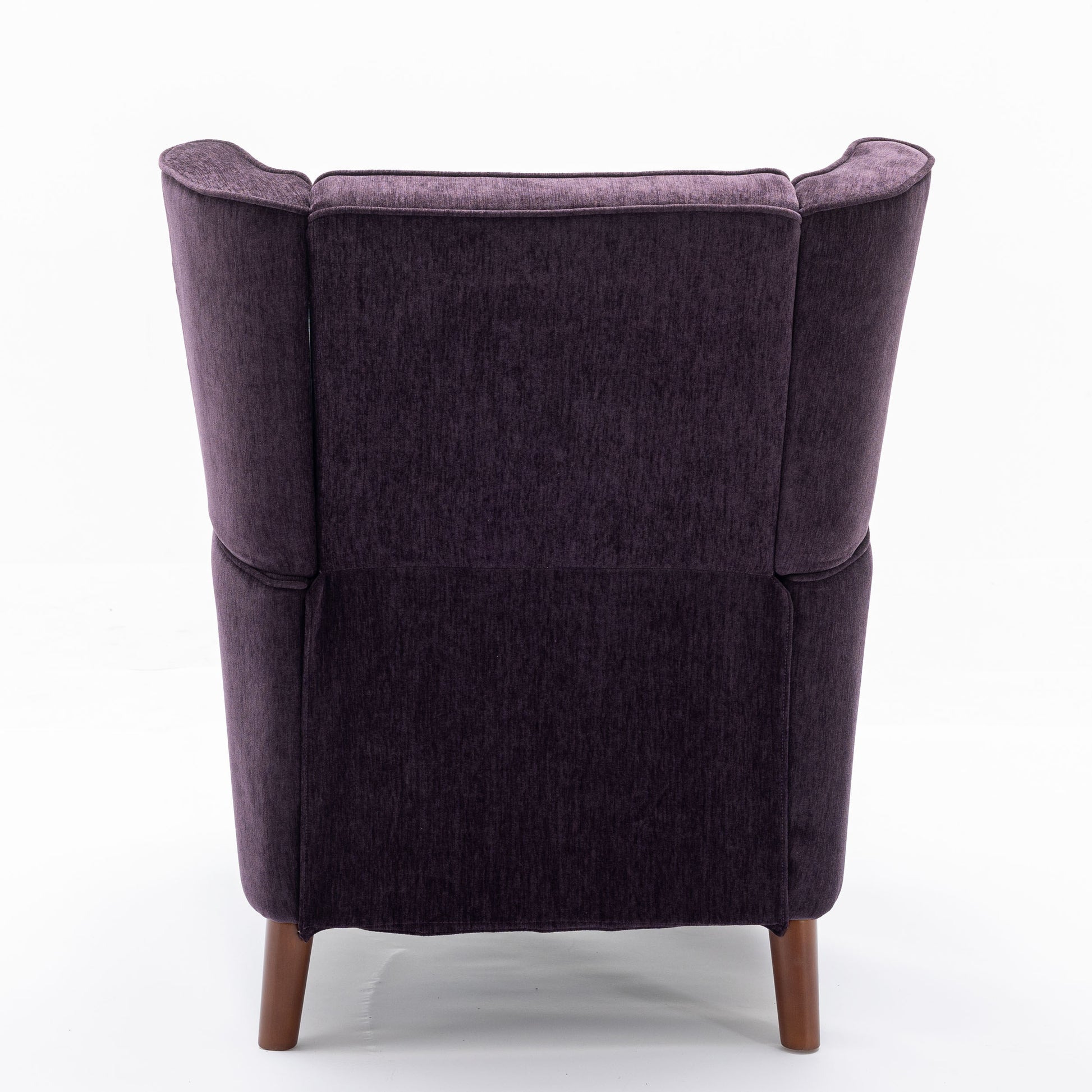 Mid Century Chenille Wingback Recliner Chair, Button Tufted Design Pushback Recliner Chair With Armrest And Solid Wood Legs, For Bedroom Living Room, Purple Purple Chenille