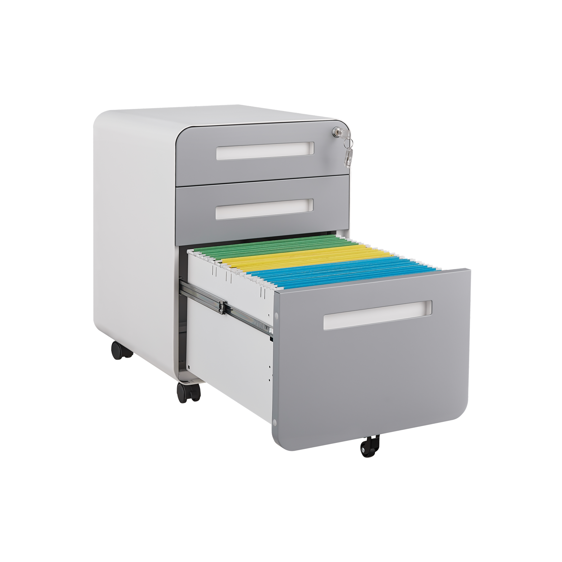 3 Drawer Mobile File Cabinet Under Desk Office,Simple Style Versatile Storage Cabinet For Legal Letter A4 Files, 5 Wheel Design Anti Tilting Cold Rolled Steel Waterproof Moisture Proof Black Filing Cabinets 3 4 Drawers White Gray Mobile Modern Metal