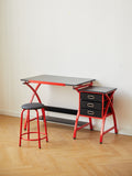 Drafting Table Red With Stool Red Mdf Metal