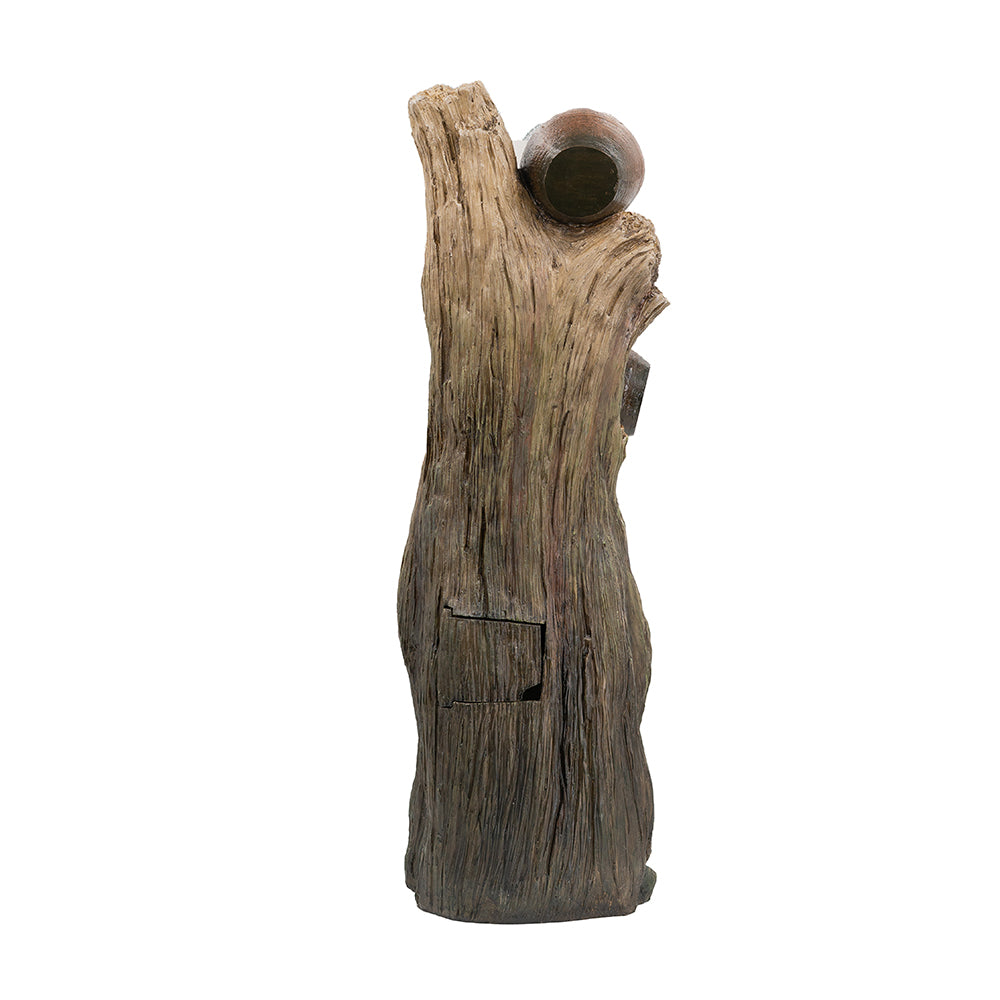12.4X11.6X37.8" Decorative 3 Tier Tree Trunk Fountain With Lights And Pump, Brown Brown Garden & Outdoor Farmhouse,French Country,Pastoral,Rustic,Traditional Polyresin
