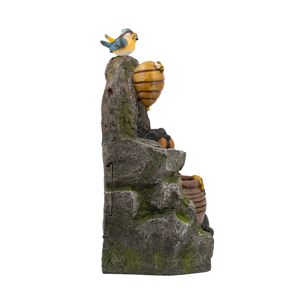 18.5X11.8X22.6" Decorative Two Tiered Water Fountain With Woodland Animal Design, Outdoor Fountain With Light And Pump Multi Garden & Outdoor American Traditional,Classic,Farmhouse,Pastoral,Traditional Polyresin