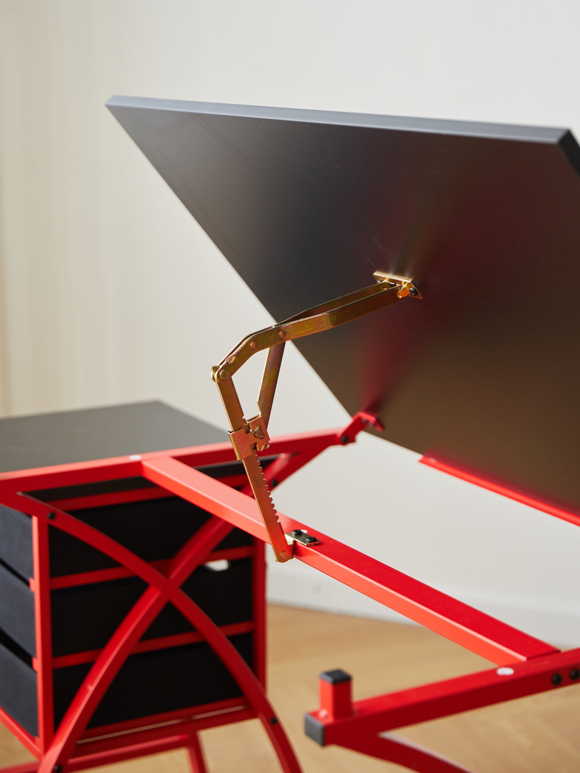 Drafting Table Red With Stool Red Mdf Metal