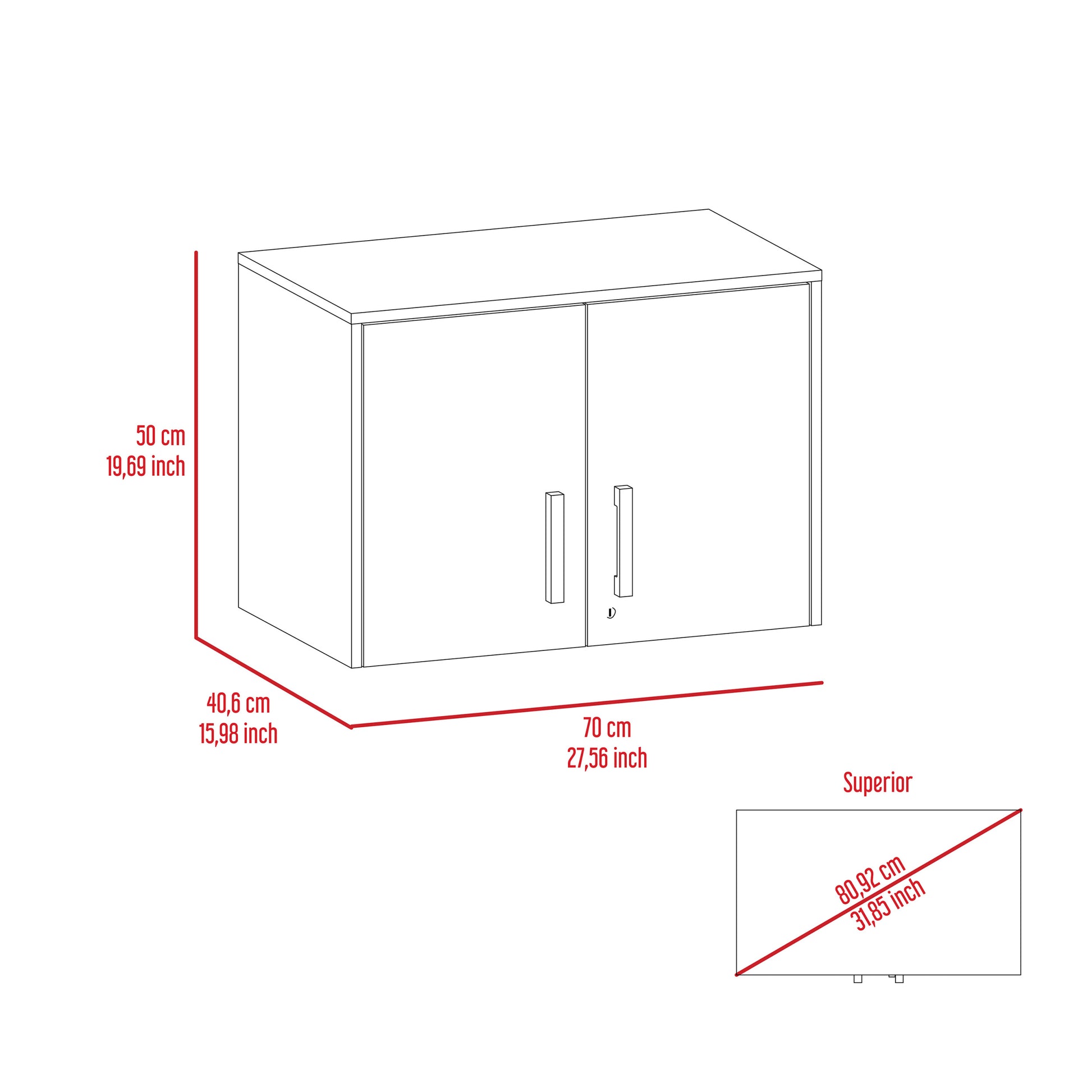 Penny Storage Cabinet, Wall Cabinet Double Door, Three Internal Shelves Black Mdf Engineered Wood
