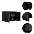 Penny Storage Cabinet, Wall Cabinet Double Door, Three Internal Shelves Black Mdf Engineered Wood