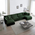 Comfort U Shaped Couch With Reversible Chaise, Modular Large U Shape Sectional Sofa, Double Extra Ottomans,Green Chenille Green Chenille 4 Seat