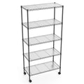 5 Tier Shelf Wire Shelving Unit, Nsf Heavy Duty Wire Shelf Metal Large Storage Shelves Height Adjustable Utility For Garage Kitchen Office Commercial Shelving Steel Layer Shelf Black Black Iron