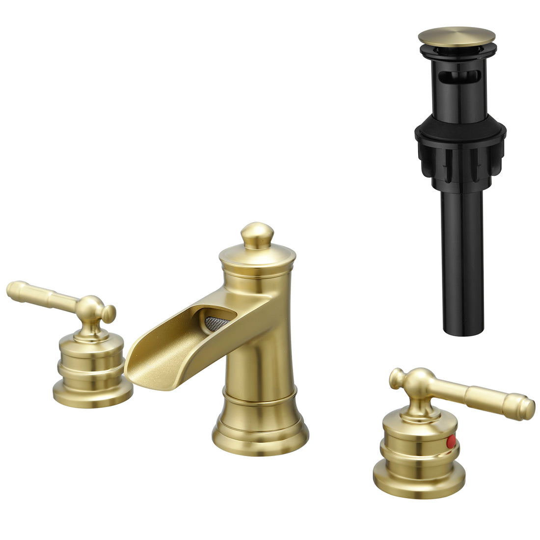 Bathroom Faucets For Sink 3 Hole Nickel Gold 8 Inch Widespread Bathroom Sink Faucet With Pop Up Drain Double Lever Handle Faucet Bathroom Vanity Faucet Basin Mixer Tap Faucet With Hose Bathroom