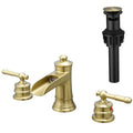 Bathroom Faucets For Sink 3 Hole Nickel Gold 8 Inch Widespread Bathroom Sink Faucet With Pop Up Drain Double Lever Handle Faucet Bathroom Vanity Faucet Basin Mixer Tap Faucet With Hose Bathroom