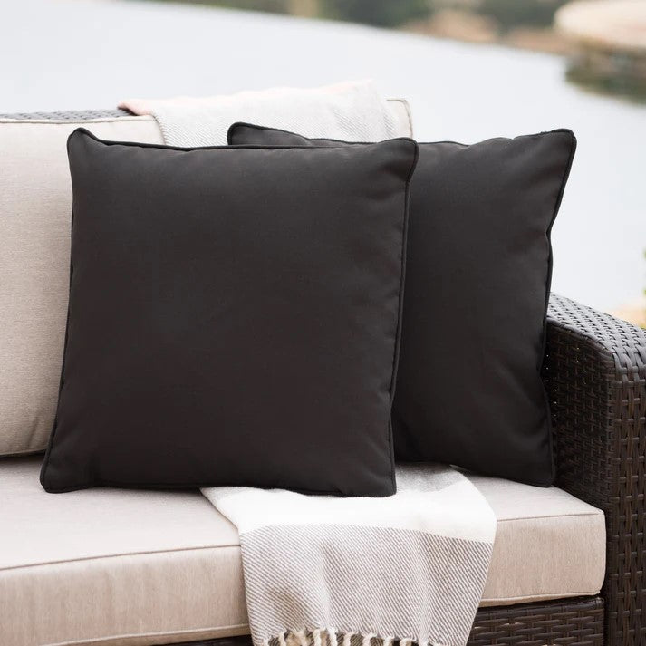 Coronado Square Pillow Black Fabric