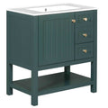 30Inch Transitional Style Bathroom Vanity Cabinet Combo With Ceramic Sink Green Bathroom Solid Wood Mdf