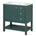 30Inch Transitional Style Bathroom Vanity Cabinet Combo With Ceramic Sink Green Bathroom Solid Wood Mdf