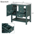 30Inch Transitional Style Bathroom Vanity Cabinet Combo With Ceramic Sink Green Bathroom Solid Wood Mdf