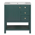30Inch Transitional Style Bathroom Vanity Cabinet Combo With Ceramic Sink Green Bathroom Solid Wood Mdf