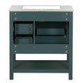 30Inch Transitional Style Bathroom Vanity Cabinet Combo With Ceramic Sink Green Bathroom Solid Wood Mdf